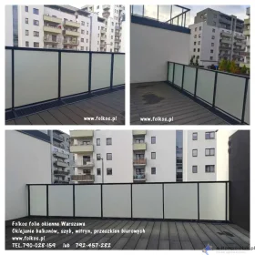 Oklejamy balkony Warszawa - Folie matowe zewnetrzne na BALKONY- Folkos folia matowa mrożona na szklany balkon