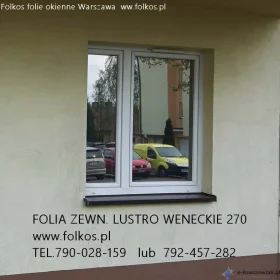 Folia lustro weneckie, folia wenecka na okna w mieszkaniu- Folkos folie prywatyzujące Warszawa -Oklejamy folią wenecką 